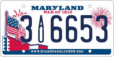 MD license plate 3AU6653