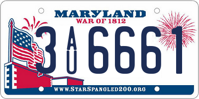 MD license plate 3AU6661