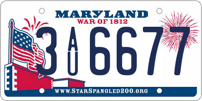 MD license plate 3AU6677