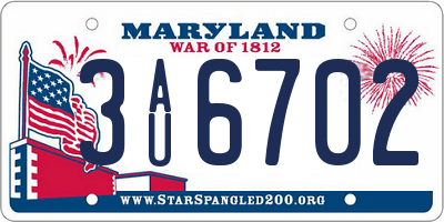 MD license plate 3AU6702