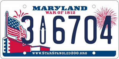 MD license plate 3AU6704