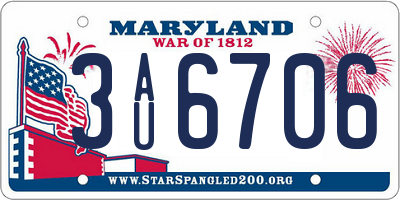 MD license plate 3AU6706