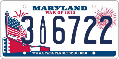 MD license plate 3AU6722