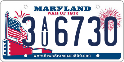 MD license plate 3AU6730