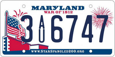MD license plate 3AU6747