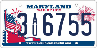 MD license plate 3AU6755
