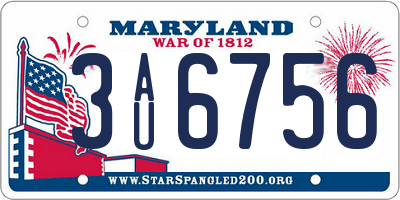 MD license plate 3AU6756