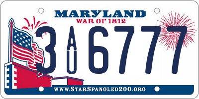 MD license plate 3AU6777
