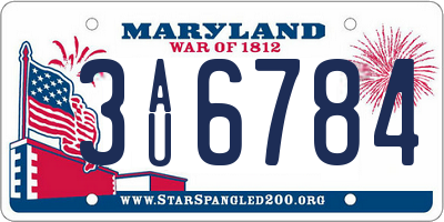 MD license plate 3AU6784