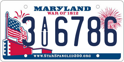 MD license plate 3AU6786