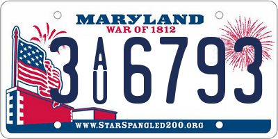 MD license plate 3AU6793