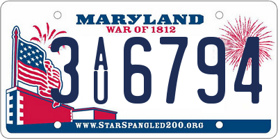MD license plate 3AU6794