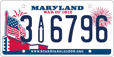 MD license plate 3AU6796