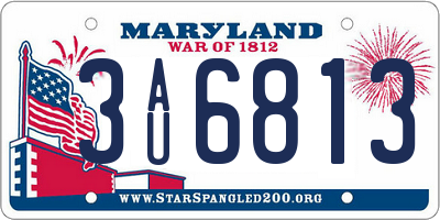 MD license plate 3AU6813