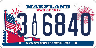 MD license plate 3AU6840