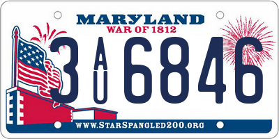MD license plate 3AU6846