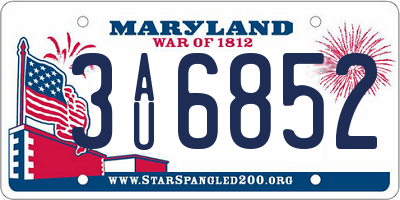MD license plate 3AU6852