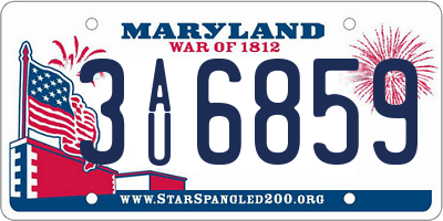 MD license plate 3AU6859
