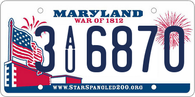 MD license plate 3AU6870