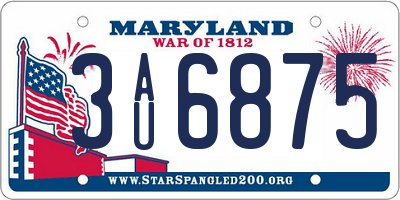 MD license plate 3AU6875