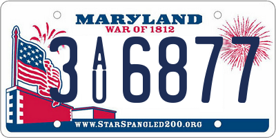 MD license plate 3AU6877