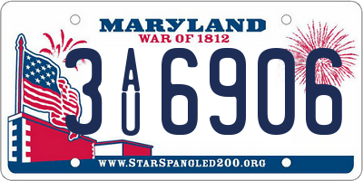 MD license plate 3AU6906