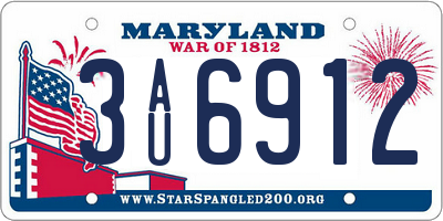 MD license plate 3AU6912