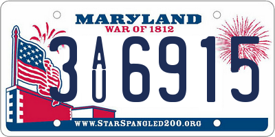 MD license plate 3AU6915