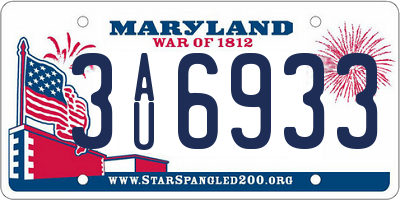 MD license plate 3AU6933