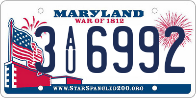 MD license plate 3AU6992