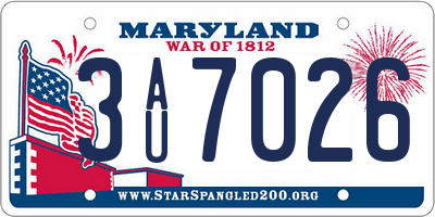MD license plate 3AU7026