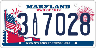 MD license plate 3AU7028