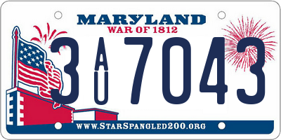 MD license plate 3AU7043