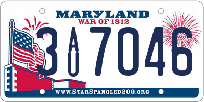MD license plate 3AU7046