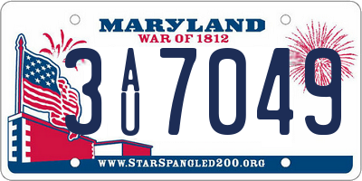 MD license plate 3AU7049