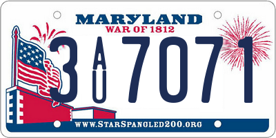 MD license plate 3AU7071