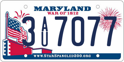 MD license plate 3AU7077