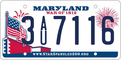 MD license plate 3AU7116