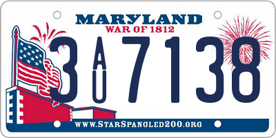 MD license plate 3AU7138