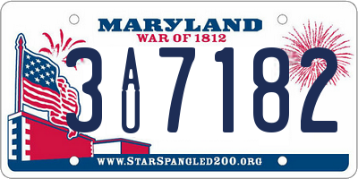 MD license plate 3AU7182