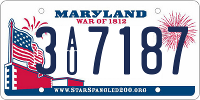 MD license plate 3AU7187