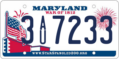 MD license plate 3AU7233