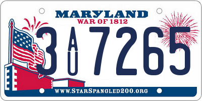 MD license plate 3AU7265