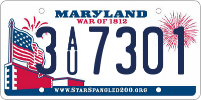 MD license plate 3AU7301