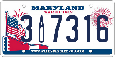 MD license plate 3AU7316