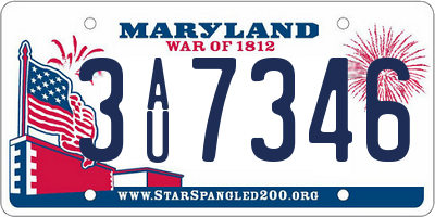 MD license plate 3AU7346