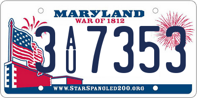 MD license plate 3AU7353