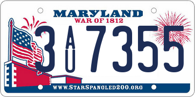 MD license plate 3AU7355