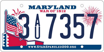 MD license plate 3AU7357