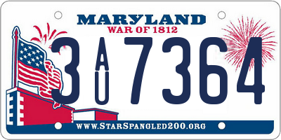 MD license plate 3AU7364
